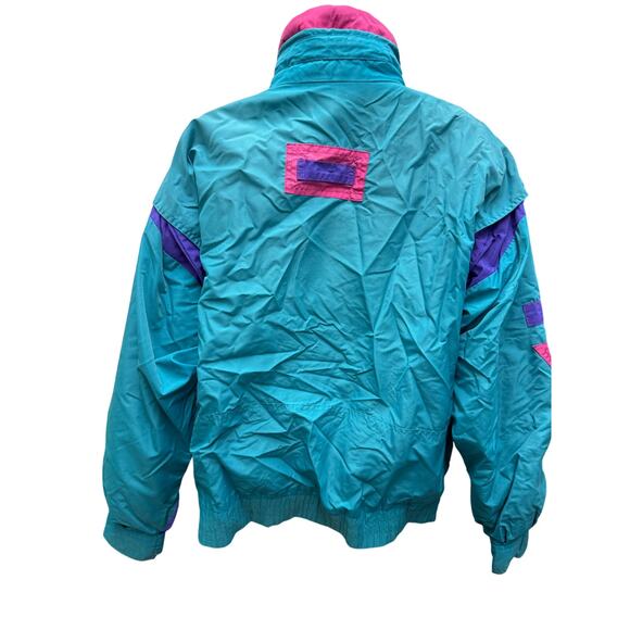 VTG 90's Cabin Creek Womens M Coat Ski 2 layers removable insert Purple Green - Picture 11 of 12